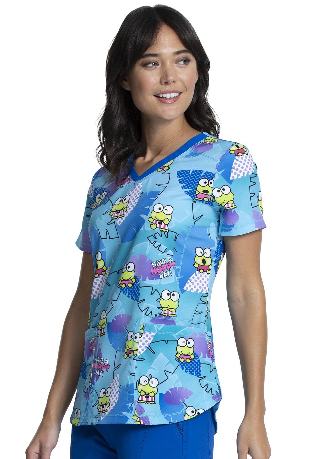 Keroppi Tooniforms Licensed Sanrio V Neck Medical Scrub Top TF751 KPPP - Scrubs Select