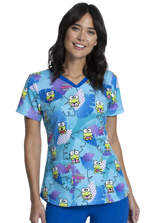 Keroppi Tooniforms Licensed Sanrio V Neck Medical Scrub Top TF751 KPPP - Scrubs Select