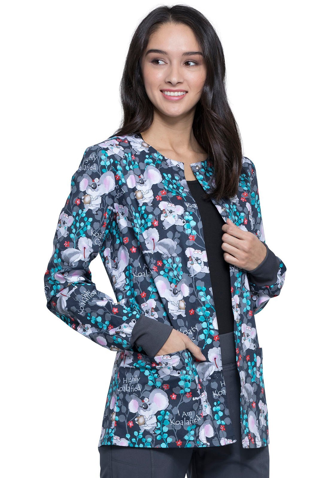 Koala Print Warm Up Scrub Jacket CK301 HIKO - Scrubs Select