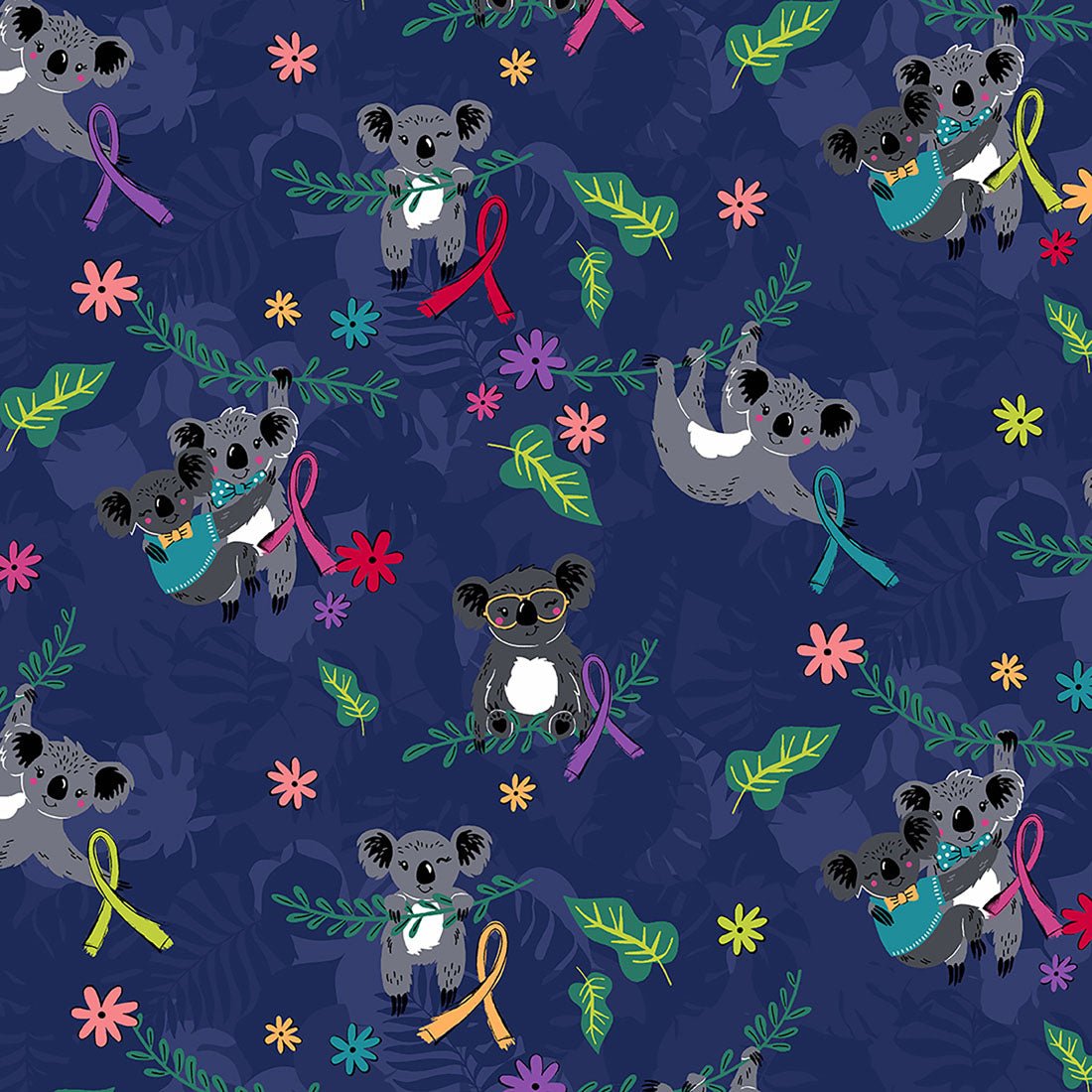 Koala's Care Cherokee Print All Awareness V Neck Scrub Top CK652 KLCR - Scrubs Select