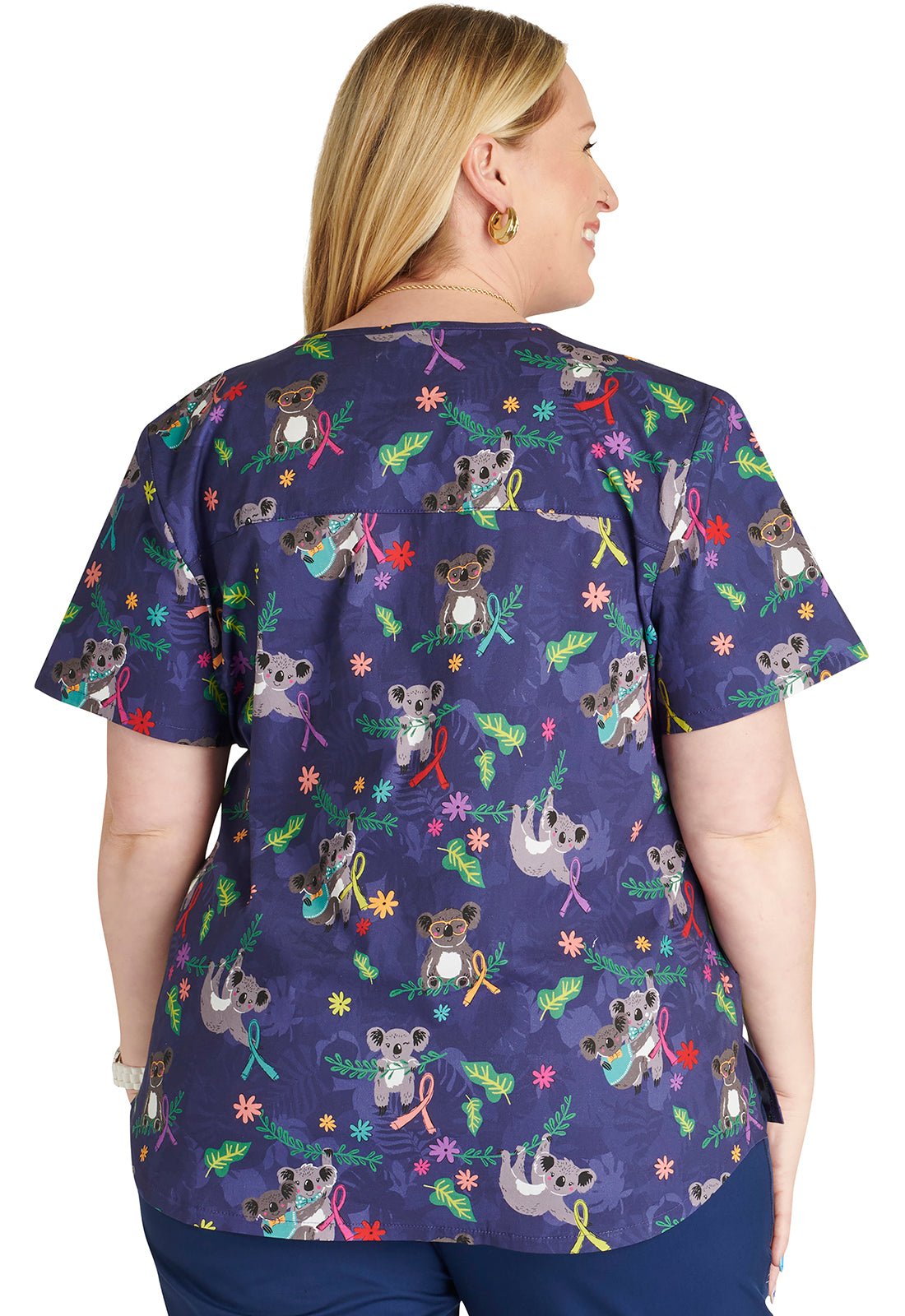 Koala's Care Cherokee Print All Awareness V Neck Scrub Top CK652 KLCR - Scrubs Select