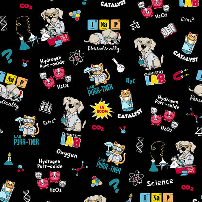 Lab Purr-tners Cherokee Dog Cat Print V Neck Scrub Top CK637 LBPT - Scrubs Select