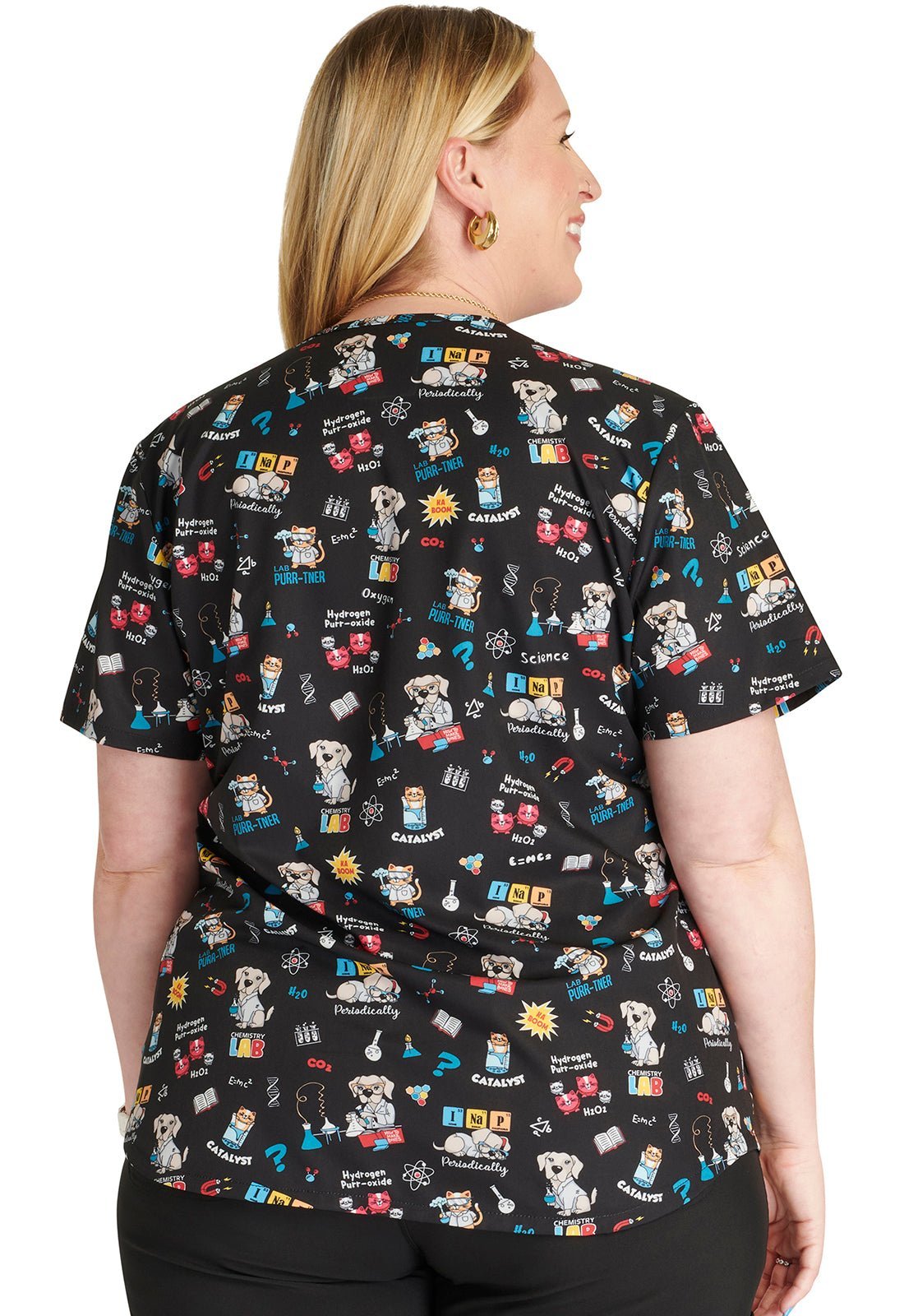 Lab Purr - tners Cherokee Dog Cat Print V Neck Scrub Top CK637 LBPT - Scrubs Select