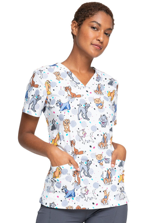 Lady and the Tramp Tooniforms Licensed Disney V Neck Scrub Top TF738 LACD - Scrubs Select