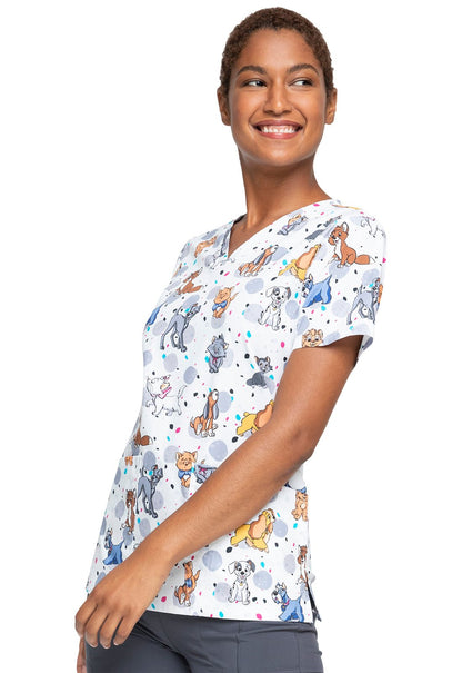 Lady and the Tramp Tooniforms Licensed Disney V Neck Scrub Top TF738 LACD - Scrubs Select