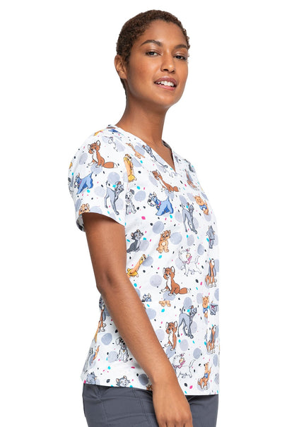 Lady and the Tramp Tooniforms Licensed Disney V Neck Scrub Top TF738 LACD - Scrubs Select
