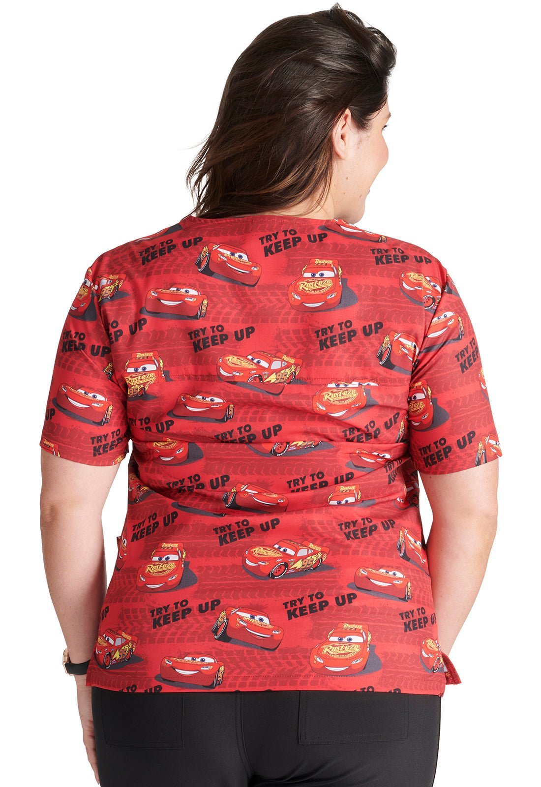 Lightning McQueen Cherokee Tooniforms Disney Unisex V Neck Scrub Top TF728 CSYT - Scrubs Select