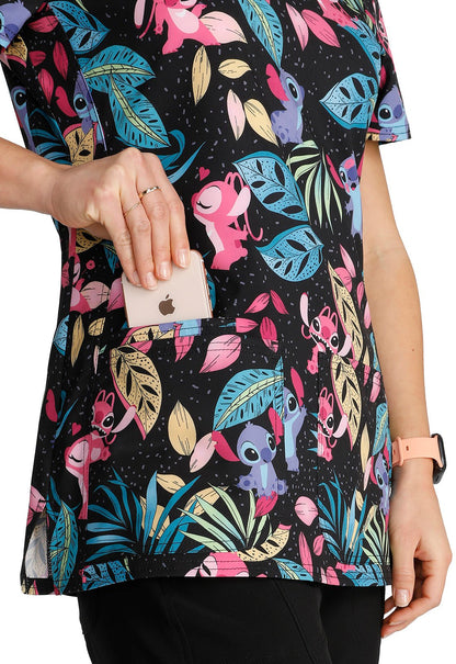 Lilo and Stitch Cherokee Tooniforms Disney V Neck Scrub Top TF733 LHGS - Scrubs Select