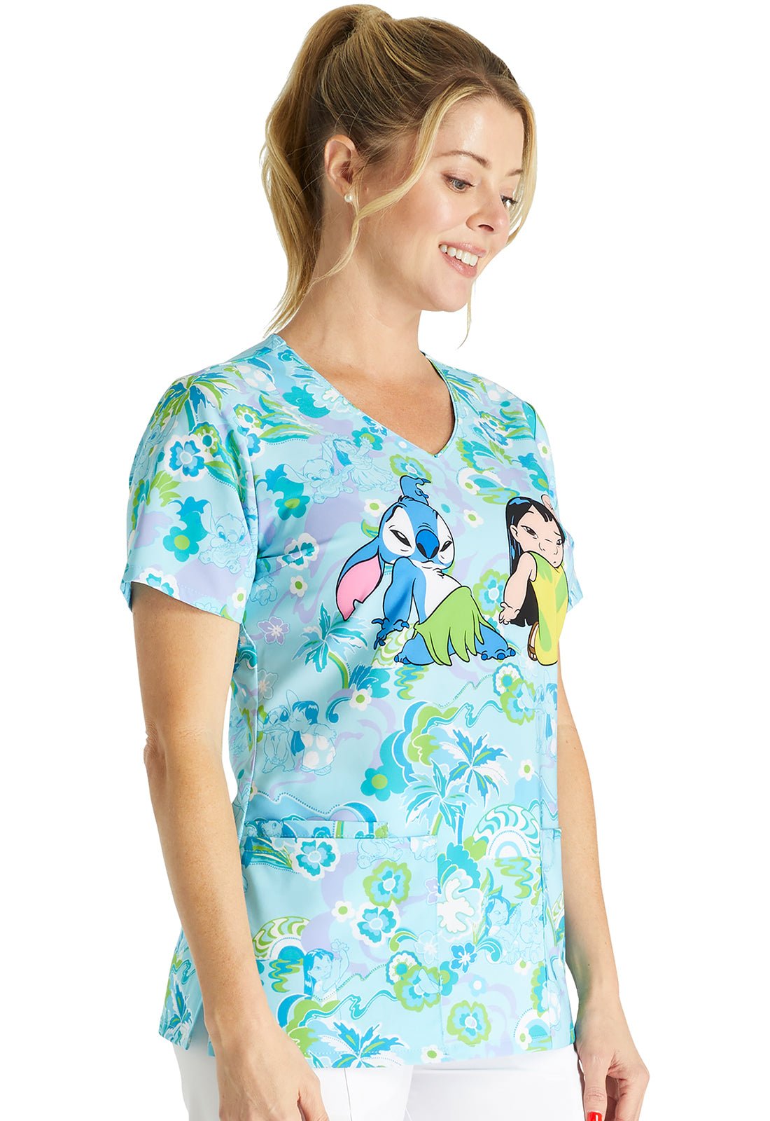 Lilo and Stitch Tooniforms Disney V Neck Medical Scrub Top TF614 LHTD - Scrubs Select