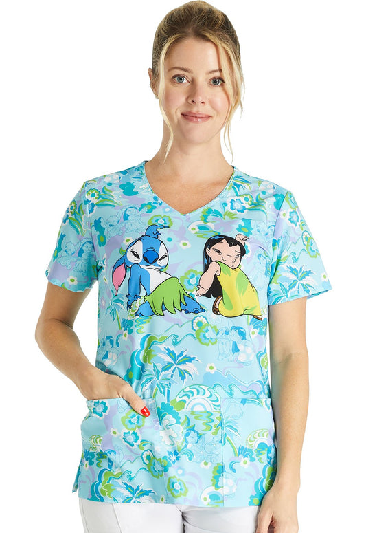Lilo and Stitch Tooniforms Disney V Neck Medical Scrub Top TF614 LHTD - Scrubs Select