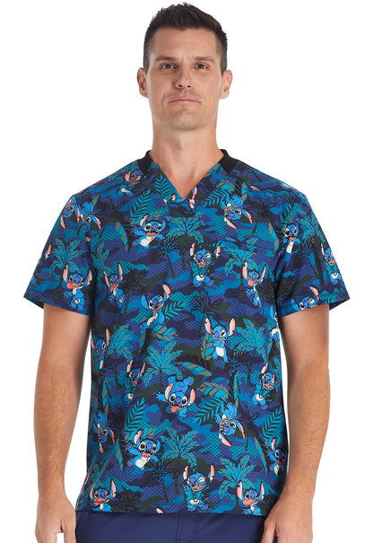 Lilo & Stitch Tooniforms Licensed Disney Men's V Neck Scrub Top TF730 LHNG - Scrubs Select