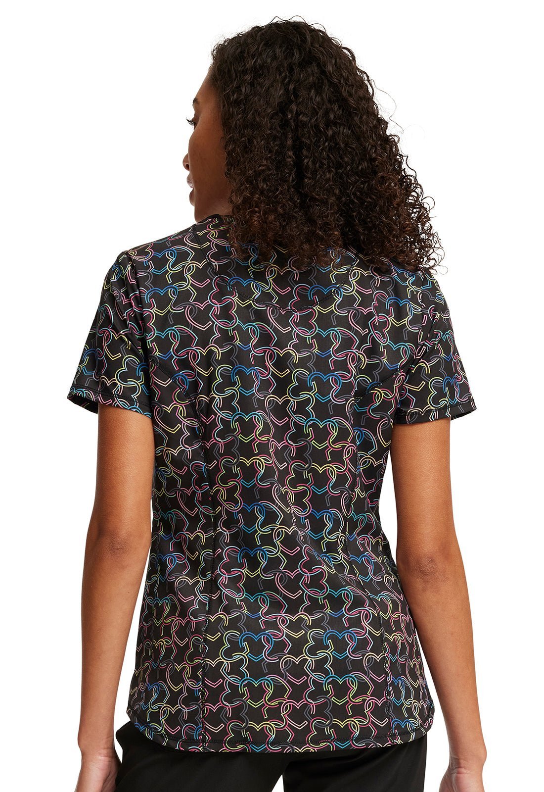 Links Of Love Cherokee Heart Infinity Print V Neck Scrub Top CK771 LNKV - Scrubs Select