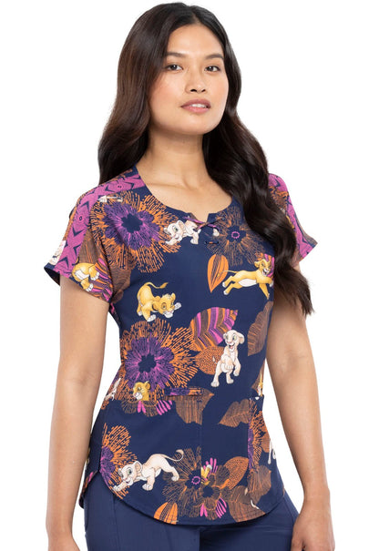 Lion King Tooniforms Disney Round Neck Scrub Top TF664 LKNB - Scrubs Select