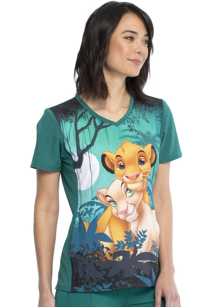 Lion King Tooniforms Licensed Disney V Neck Scrub Top TF627 LKSH - Scrubs Select