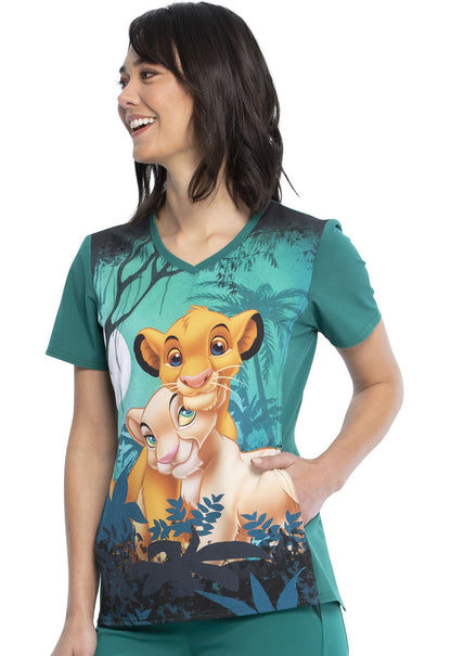 Lion King Tooniforms Licensed Disney V Neck Scrub Top TF627 LKSH - Scrubs Select