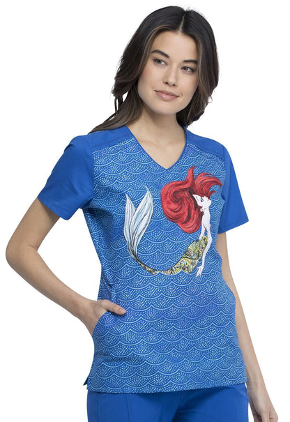 Little Mermaid Tooniforms Licensed Disney Princess V Neck Scrub Top TF630 PRML - Scrubs Select