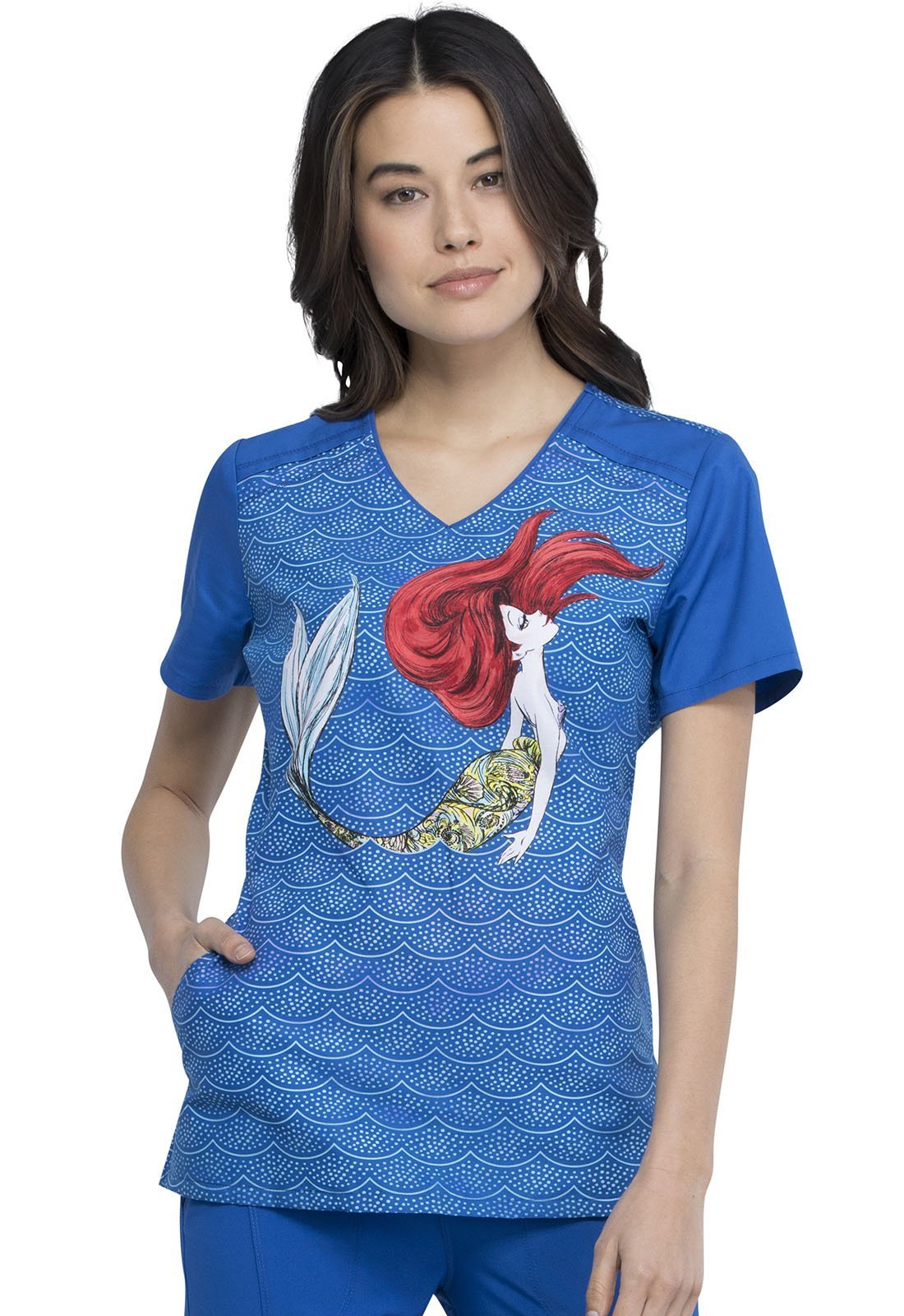 Little Mermaid Tooniforms Licensed Disney Princess V Neck Scrub Top TF630 PRML - Scrubs Select