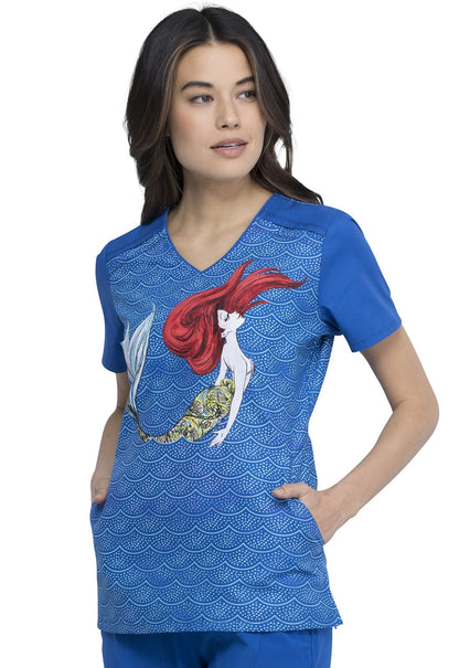 Little Mermaid Tooniforms Licensed Disney Princess V Neck Scrub Top TF630 PRML - Scrubs Select