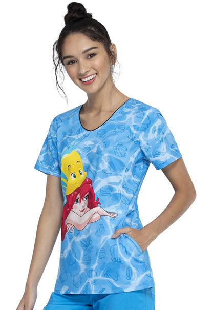 Little Mermaid Tooniforms Licensed Disney V Neck Scrub Top TF626