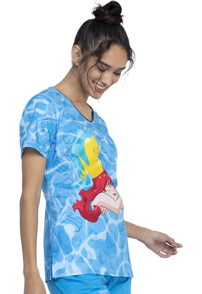 Little Mermaid Tooniforms Licensed Disney V Neck Scrub Top TF626