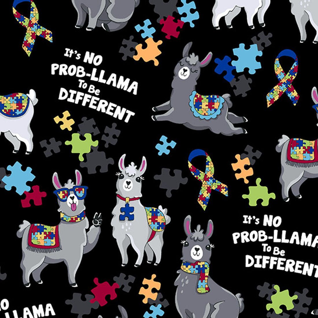 Llama Print Cherokee Autism Awareness V Neck Scrub Top CK651 LAMV - Scrubs Select
