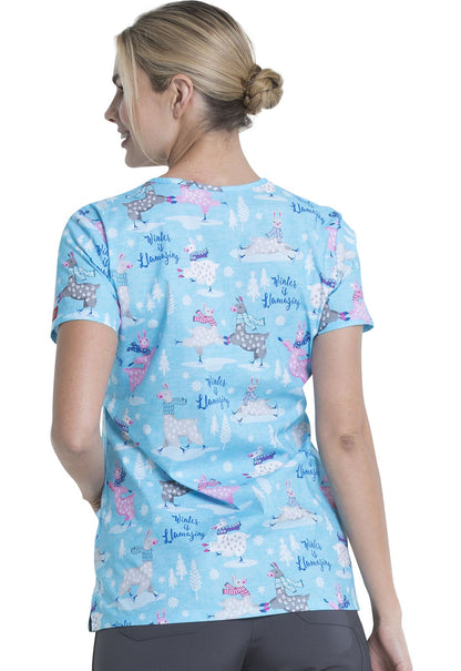 Llama Print V Neck Scrub Top DK704 WILL - Scrubs Select