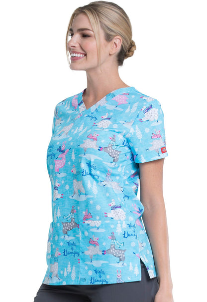 Llama Print V Neck Scrub Top DK704 WILL - Scrubs Select