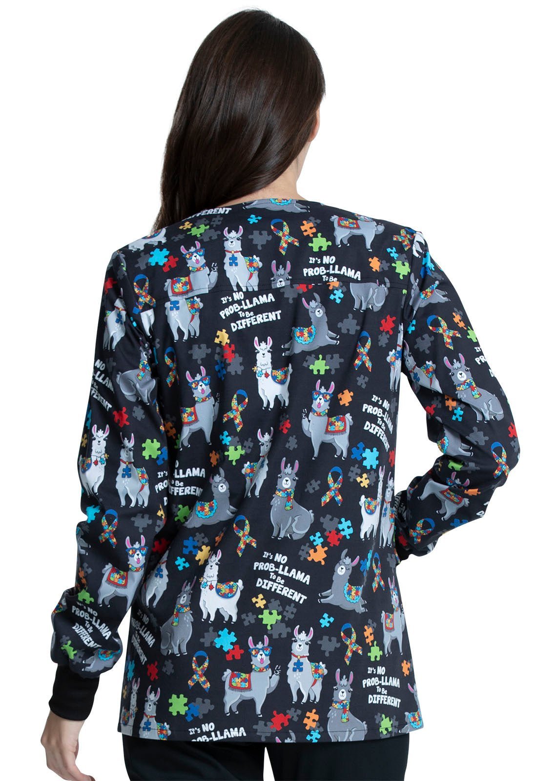 Llama Print Warm Up Scrub Jacket CK301 LAMV - Scrubs Select