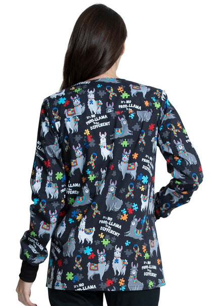 Llama Print Warm Up Scrub Jacket CK301 LAMV - Scrubs Select