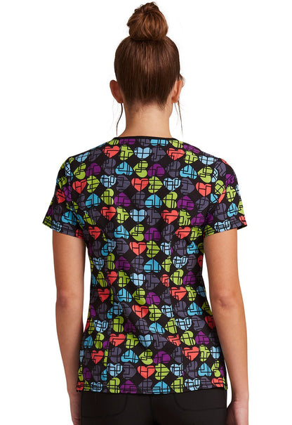 Love U Mod - ly Cherokee Infinity Print Mock Wrap Scrub Top CK608 LVMD - Scrubs Select