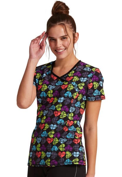Love U Mod - ly Cherokee Infinity Print Mock Wrap Scrub Top CK608 LVMD - Scrubs Select