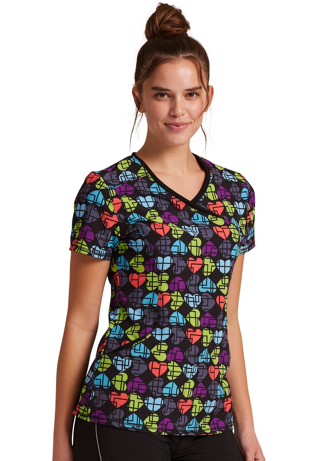 Love U Mod - ly Cherokee Infinity Print Mock Wrap Scrub Top CK608 LVMD - Scrubs Select