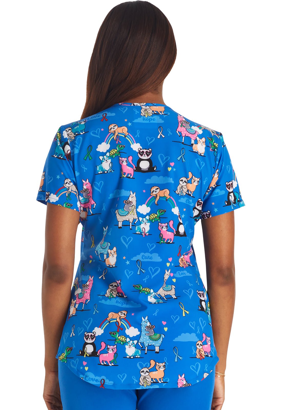 Loving Cause Cherokee All Awareness Animal Print V Neck Scrub Top CK637 LVCS - Scrubs Select