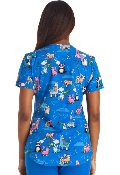 Loving Cause Cherokee All Awareness Animal Print V Neck Scrub Top CK637 LVCS - Scrubs Select