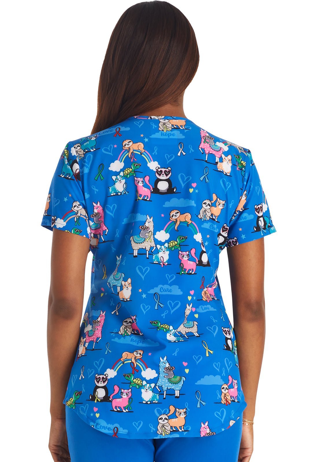 Loving Cause Cherokee All Awareness Animal Print V Neck Scrub Top CK637 LVCS - Scrubs Select