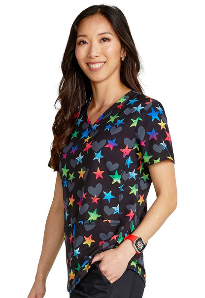 Loving Stars Cherokee Print V Neck Scrub Top CK703 LVSS - Scrubs Select