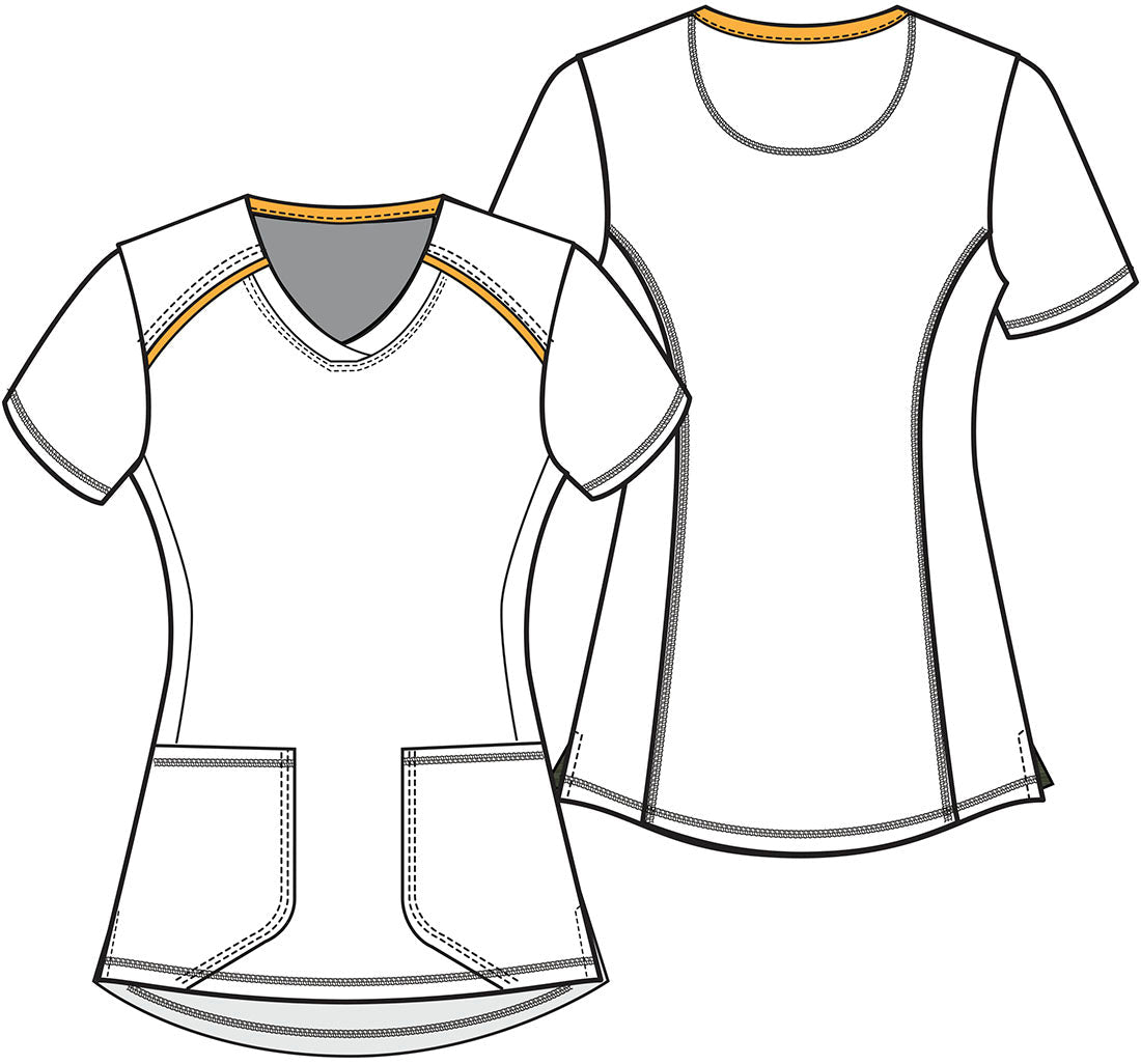 Make Me Happy Cherokee Peanuts Snoopy Infinity Print V Neck Scrub Top CK713 PNAY - Scrubs Select