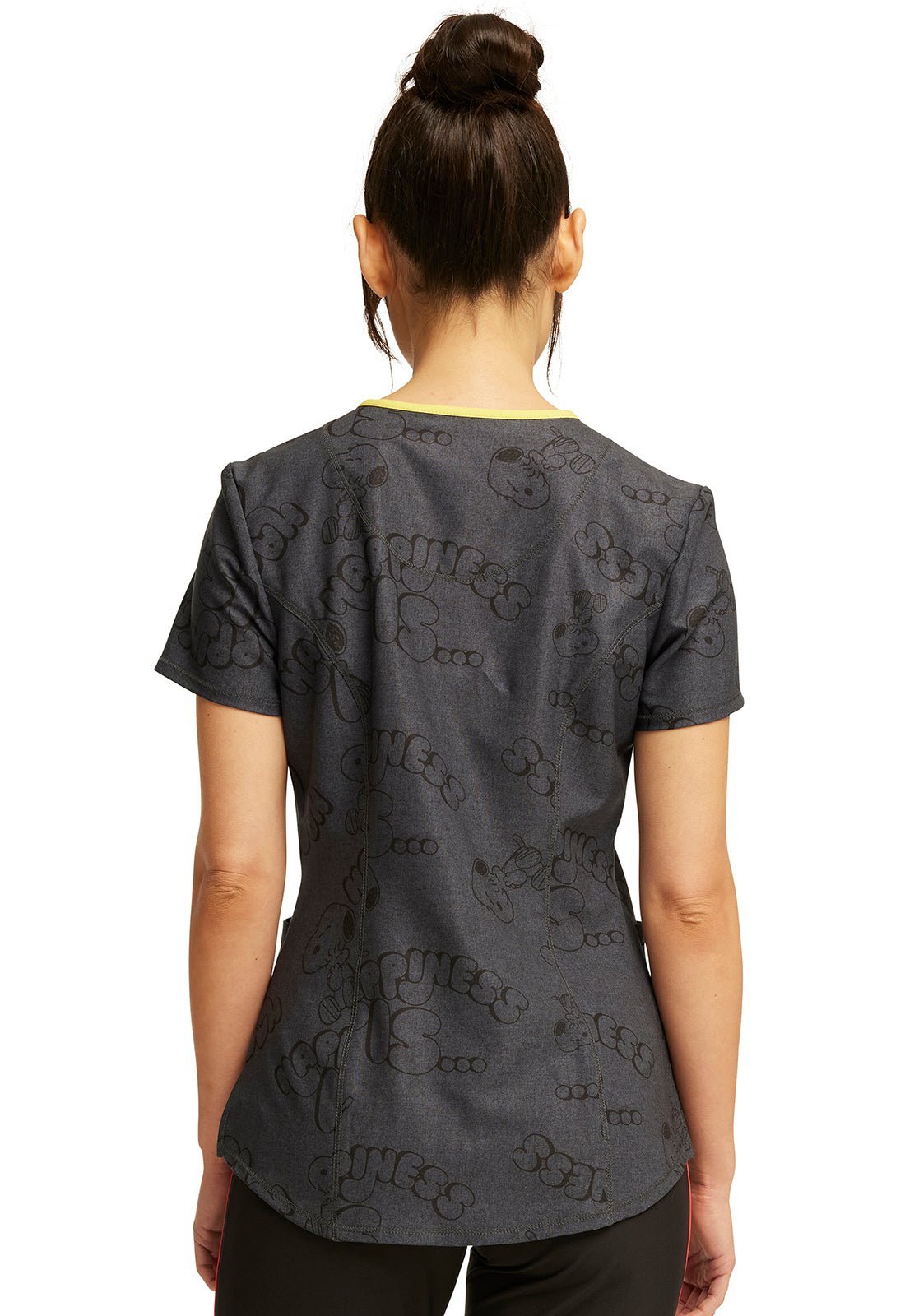 Make Me Happy Cherokee Peanuts Snoopy Infinity Print V Neck Scrub Top CK713 PNAY - Scrubs Select