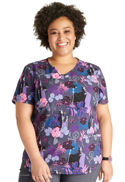 Maleficent Cherokee Tooniforms Disney V Neck Scrub Top TF737 VIDF - Scrubs Select