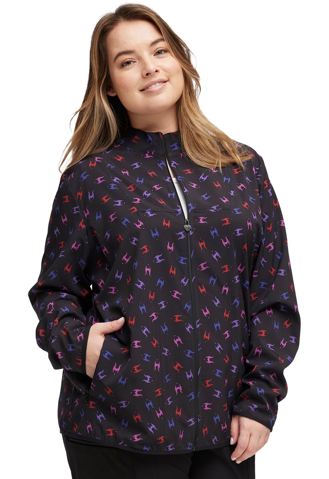 Maleficent HeartSoul Print Disney Scrub Jacket HS331 VITL - Scrubs Select