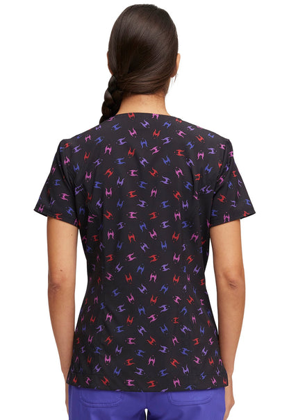 Maleficent HeartSoul Print Disney V Neck Scrub Top HS793 VITL - Scrubs Select