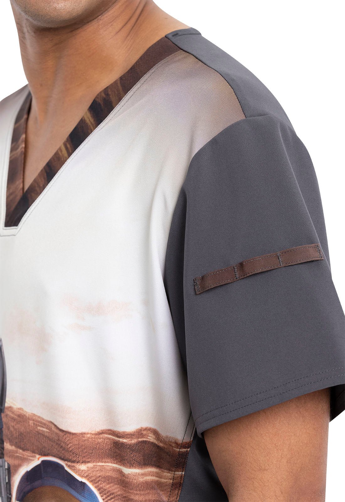 Mandalorian Tooniforms Licensed Star Wars Men's V Neck Scrub Top TF708 MDLO - Scrubs Select