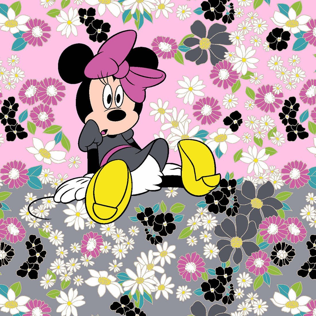 Many Minnie Flowers Tooniforms Disney V Neck Scrub Top TF614 MNYN - Scrubs Select