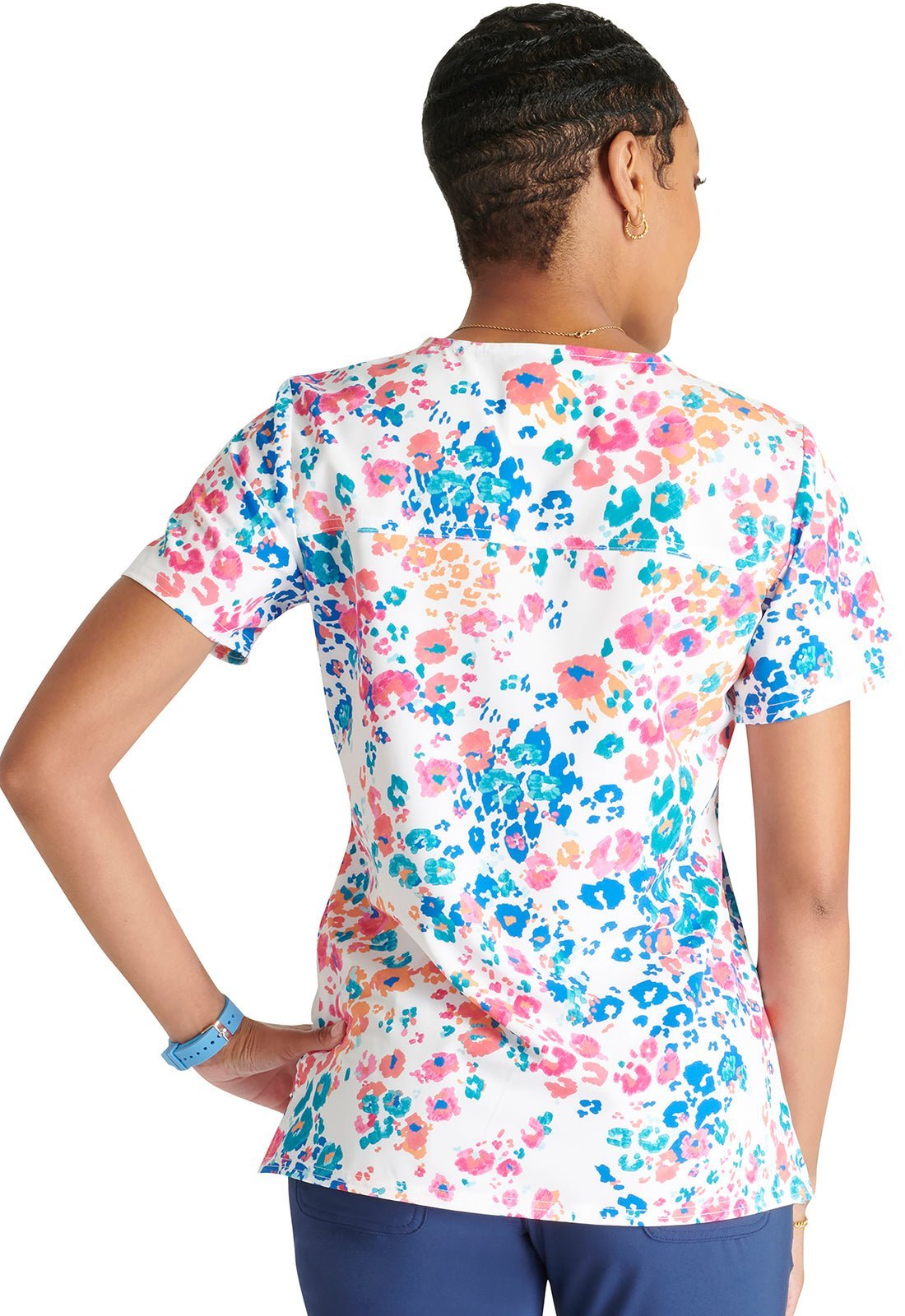 Marker Leopard Cherokee Print V Neck Scrub Top CK671 MRLP - Scrubs Select