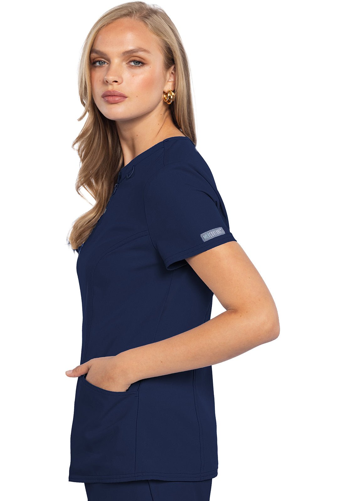 Med Couture Insight Zip Front Henley Scrub Top MC609 - Scrubs Select