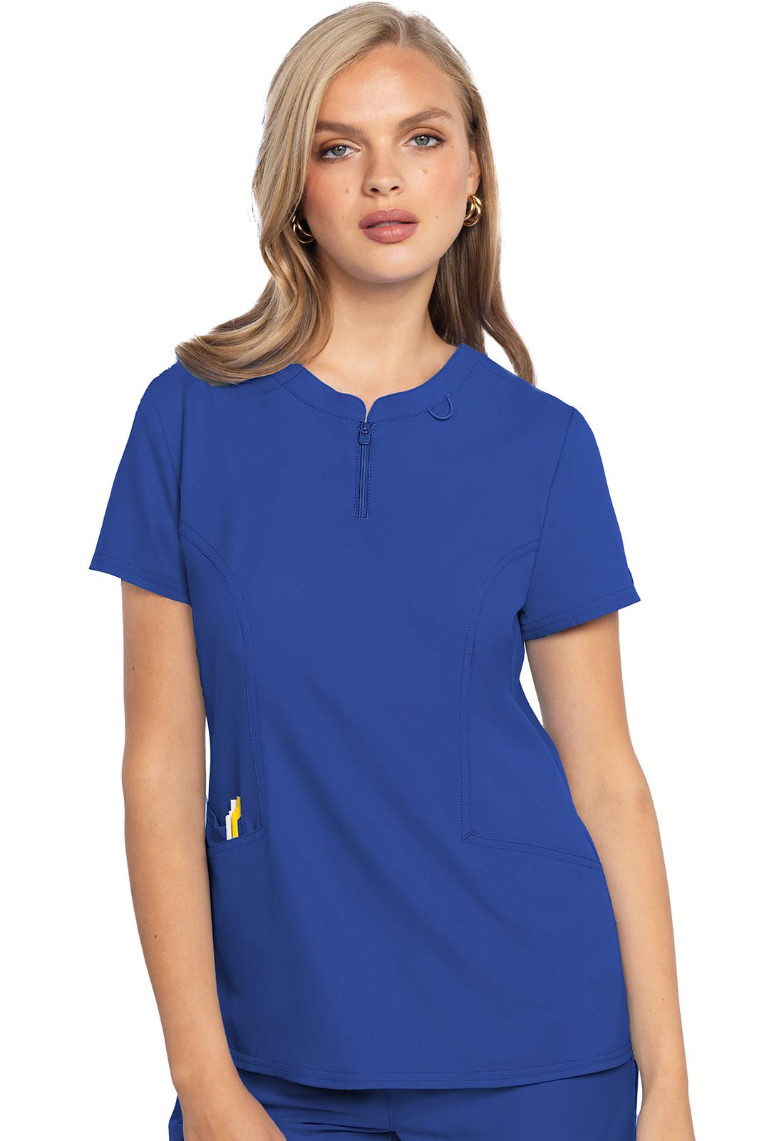 Med Couture Insight Zip Front Henley Scrub Top MC609 - Scrubs Select