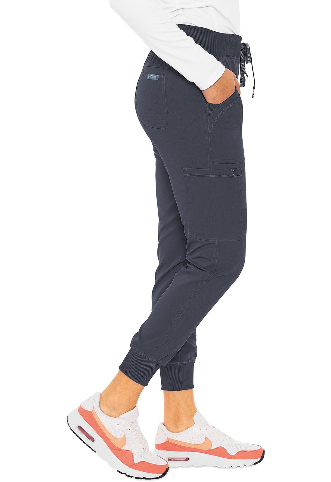 Med Couture Touch Jogger Yoga Scrub Pant MC7710 in Black, Navy, Pewter, Royal - Scrubs Select