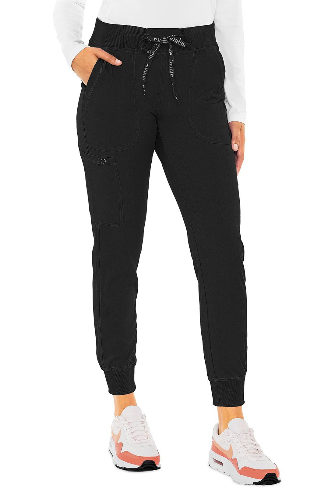 Med Couture Touch Jogger Yoga Scrub Pant MC7710 in Black, Navy, Pewter, Royal - Scrubs Select