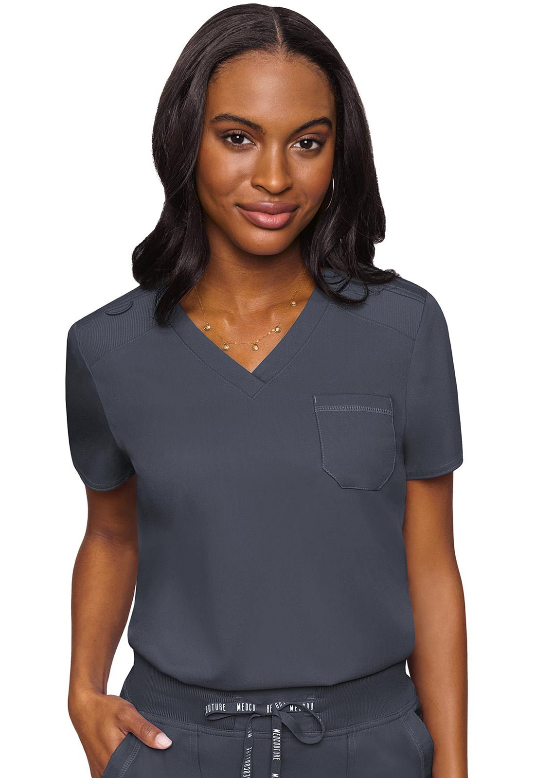 Med Couture Touch Scrubs V Neck Top MC7448 - Scrubs Select