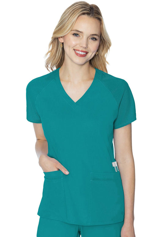 Med Couture Touch V Neck Scrub Top MC7425 in Lilac, Olive, Slate, Teal - Scrubs Select